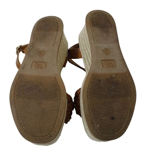 Time And Tru Brown Braided Wedge Espadrille Platform Sandals Women Size 6 - Picture 7 of 8